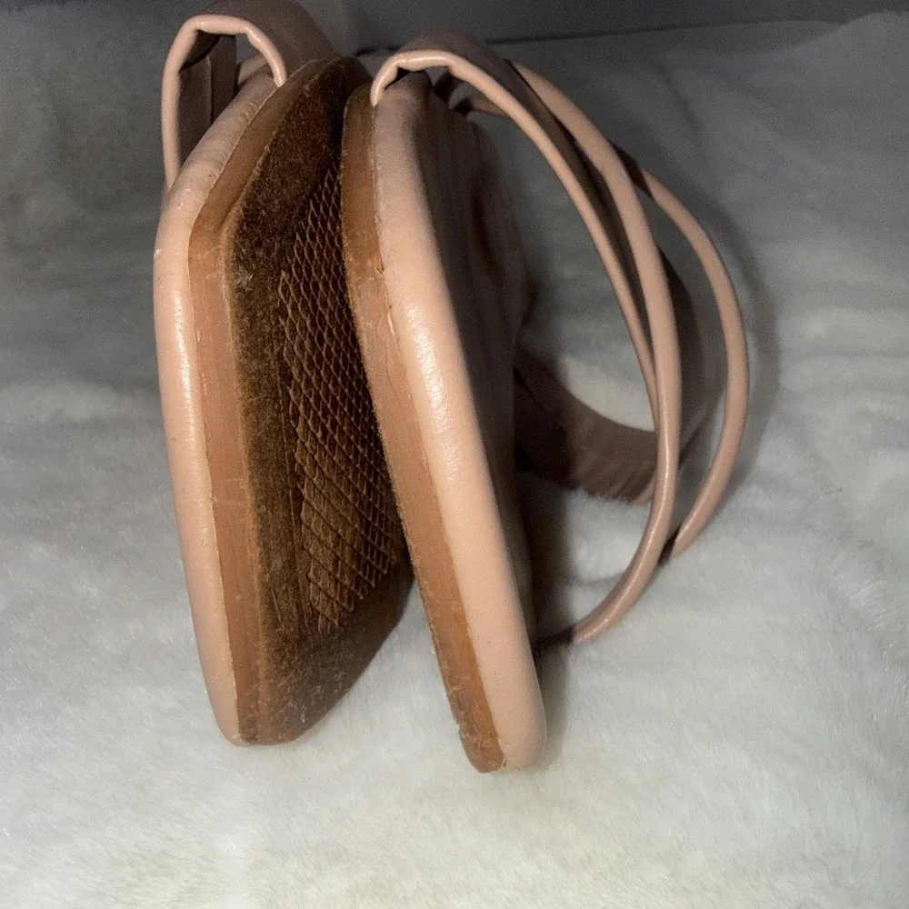 JMGXY Square Toe Basic Minimalist Old Money Classy Strappy Flat Nude Sandals 8